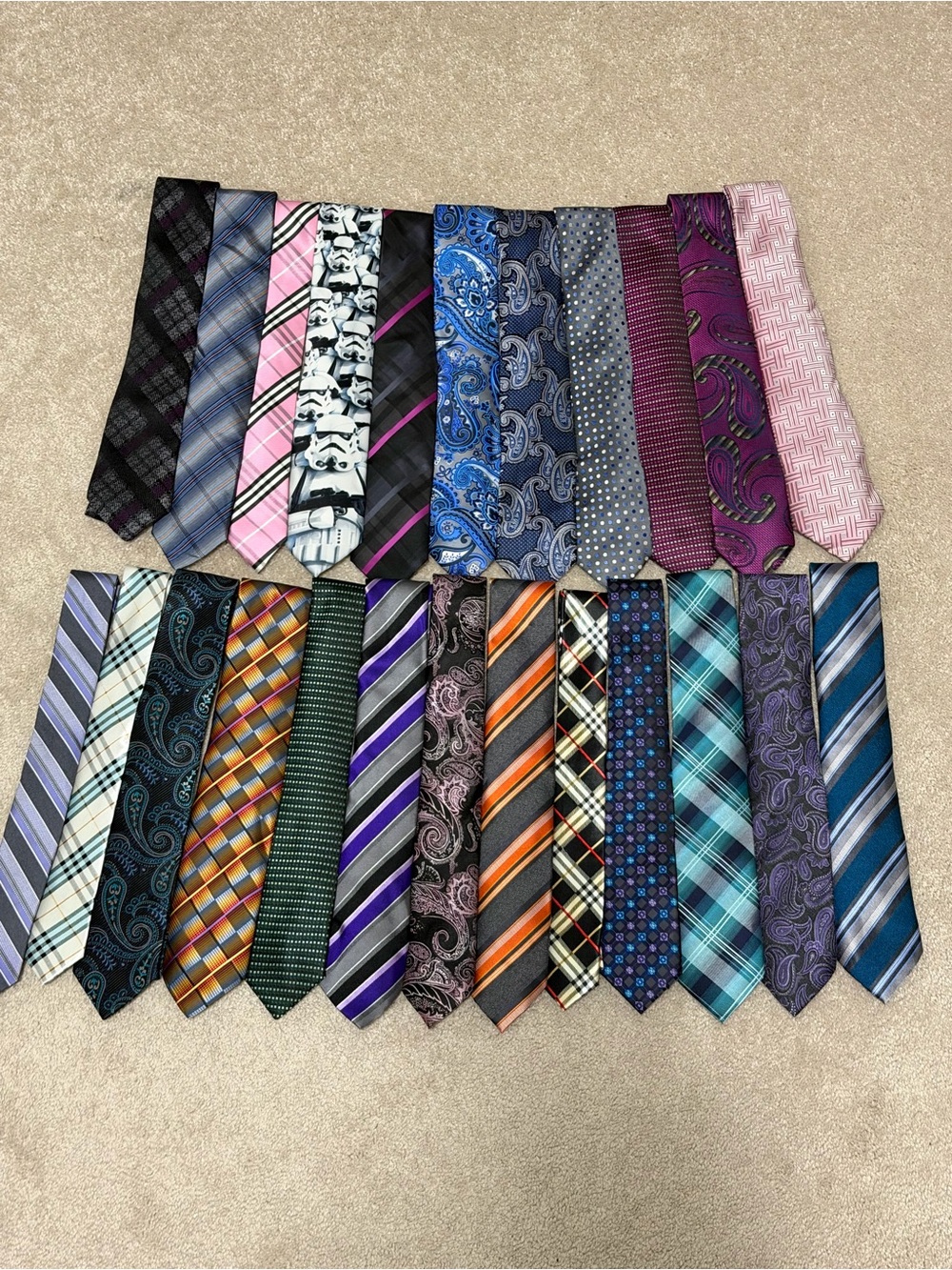 Lot Of 24 Colourful Neck Ties Various Patterns & Brands Bundle
